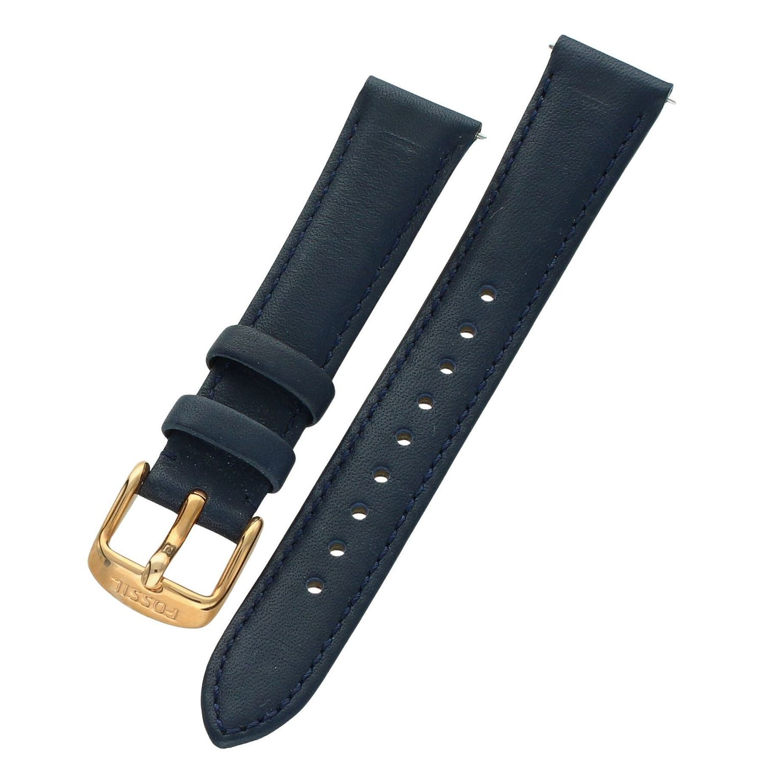 Skórzany pasek do zegarka Fossil ES5405 w kolorze niebieskim. Szerokość mocowania 16 mm, prosty koniec – pasuje także do innych zegarków o szerokości 16 mm z prostym zakończeniem paska. Idealny do wymiany i 11.jpg